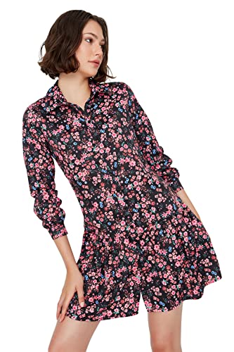 TRENDYOL Damska mini sukienka bluzkowa, regularny krój, tkanina, wielokolorowa, 38