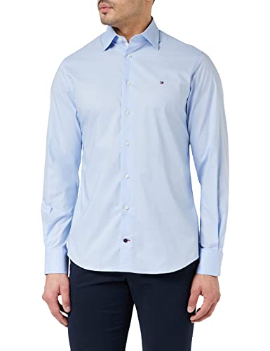Tommy Hilfiger Męska sukienka koszulowa Cl Stretch Solid Poplin Rf, Niestandardowy kolor jasnoniebieski, 40