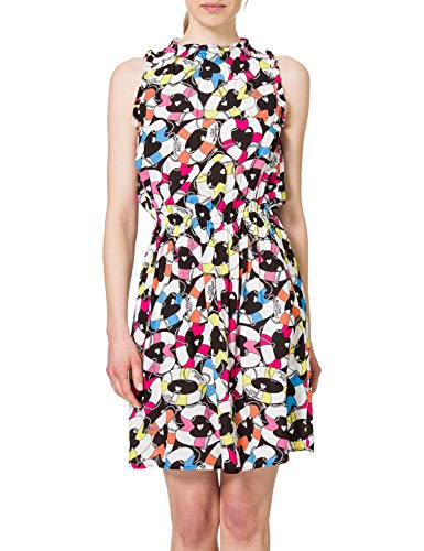 Love Moschino Damska sukienka bez rękawów - Allover Lifesaver Hearts Print Casual, all.salvag.nero, 66