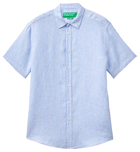 United Colors of Benetton Koszulka męska, Niebieski Fantazja W Paski 933, M