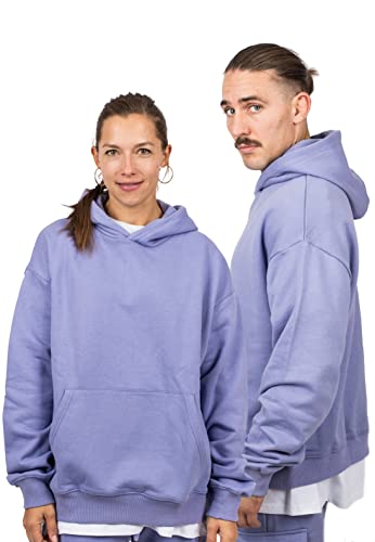 Blackskies Sweter z kapturem o dużej wadze ponadwymiarowej | Streetwear luksusowy sweter męski damski sweter bluza sweter sweter, lawenda, S