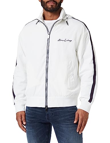 Armani Exchange Męska kurtka Fluffy Collar Neck, długie rękawy, włoskie logo Shell Jacket, biały, XL