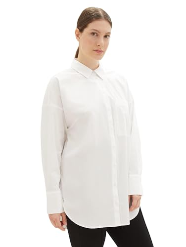 TOM TAILOR Damska bluzka koszulowa z kieszeniami, 10315-Whisper White, 50