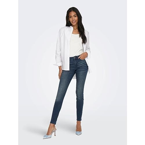 Bestseller A/S Damskie spodnie jeansowe ONLWAUW MID SK DNM NOOS ze stretchu, Blue Black Denim/szczegóły: BJ777, XXS/30, Blue Black Denim/Detail:bj777, XXS x 30L