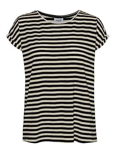 VERO MODA Damski szal kominowy VMAYA Plain SS Top Stripe GA NOOS Curve, Czarne/paski: prystine, L