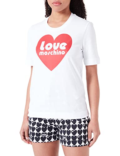 Love Moschino Damska koszulka o regularnym kroju z krótkim rękawem, Optical White, rozmiar 40, optical white, 40