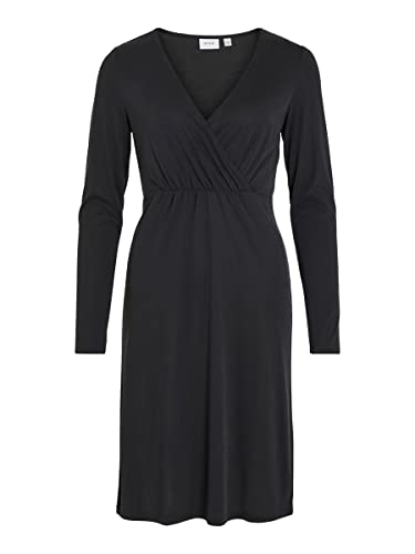 Vila Damska sukienka VIMODALA L/S WRAP MIDI SU-NOOS, czarna, XXL, czarny, XXL