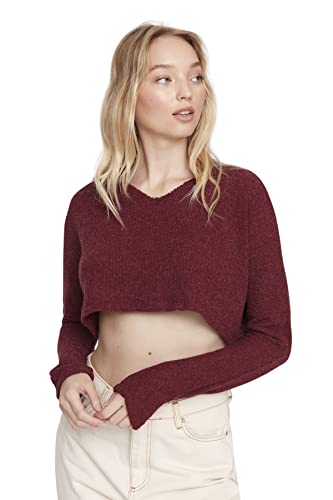 Trendyol Damska krótka podstawowa bluzka z dzianiny ze stójką, Burgund, XL