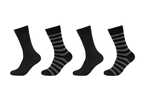 Camano Męskie skarpety Online Men ca-Soft Stripes 4-pak skarpet, czarne, 43/46, czarny, 43 EU