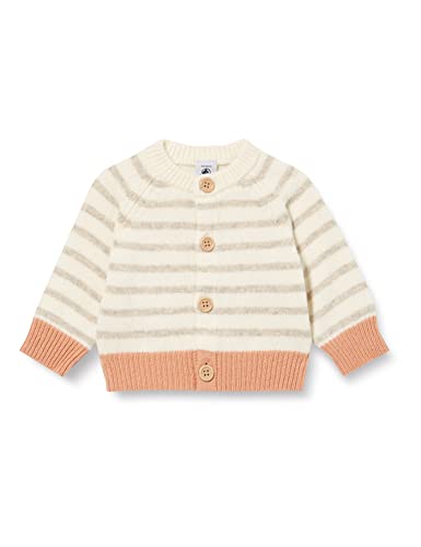 Petit Bateau Unisex dziecięcy kardigan w paski z wełny i bawełny, Marshmallow/Multico, 24 Miesi?ce
