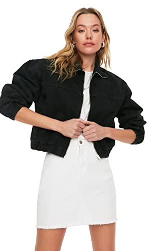TRENDYOL Kurtka damska Bomber Denim Jacket, czarna, czarny, XS