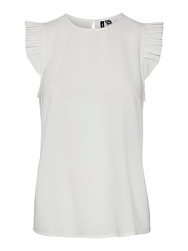 VERO MODA Women's VMOLIVIA SL TOP WVN GA bluzka, śnieżna biel, rozmiar XS, Snow White, XS