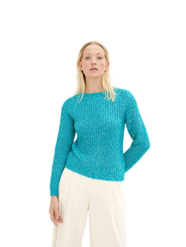 TOM TAILOR Damski Sweter Basic 1034058, 30561 - Teal Blue Melange, S