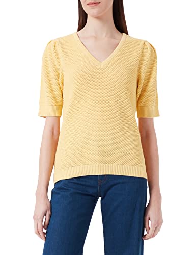 Vila Vichassa damski sweter z dekoltem w serek, S/S Knit Top-noos, z krótkim rękawem, Golden Haze, S