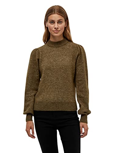 Minus Damski sweter z dzianiny Mille z wysokim kołnierzem, 471 ciemnooliwkowy melanż, XL