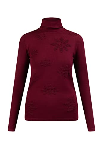 aleva Damski damski sweter z dzianiny z golfem 10424935-AL04, wiśniowy, XS/S, czerwony (Kirschrot), XS-S