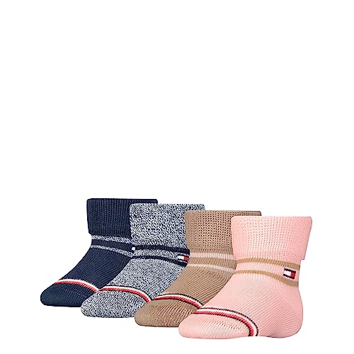 Tommy Hilfiger Mouline Stripe Pończochy dziecięce, Pink/Navy Combo, 23-26