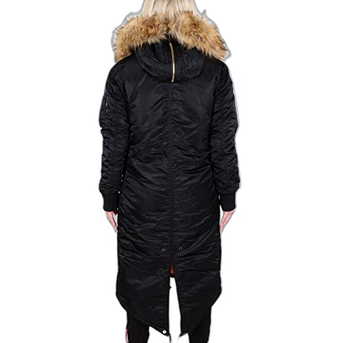 ALPHA INDUSTRIES Długi płaszcz damski, czarno-błyszczące złoto, M