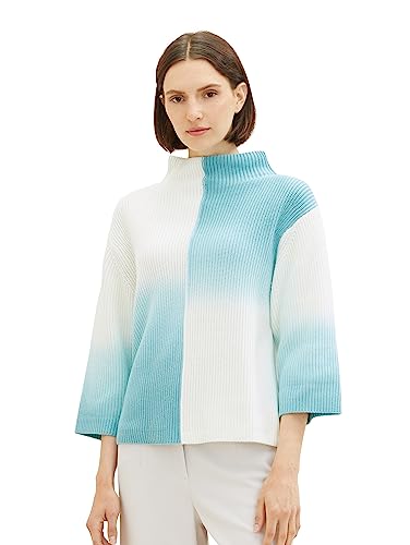 TOM TAILOR Damski sweter z gradientem kolorów, 33797-teal Offwhite Sprayed Design, XXL