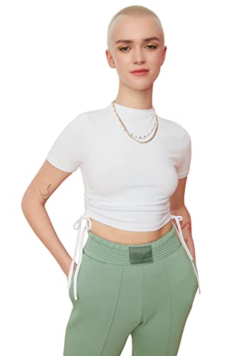 Trendyol Damska bluza z białą koszulką, z dzianiny, biały, M