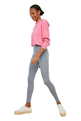 Trendyol Legginsy damskie Gray High Waist Recovery Knitted Tights, szary, M