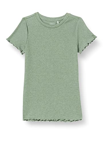 NAME IT Koszulka dziewczęca Nkftara Ss Slim Top Noos, Hedge Green, 116 cm