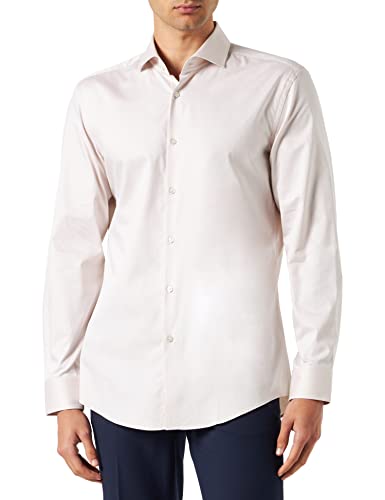 HUGO Męska koszula Kason Slim-Fit z lekkiej bawełny twill, Light Beige274, 38