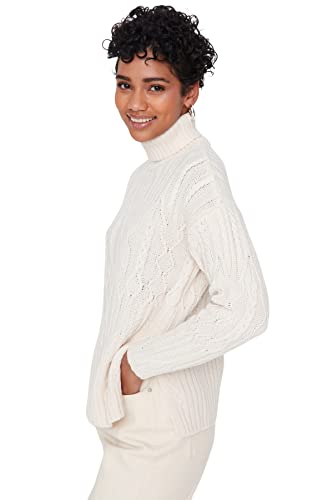 Trendyol Damska bluza z golfem zwykły regularny sweter, Ecru, S