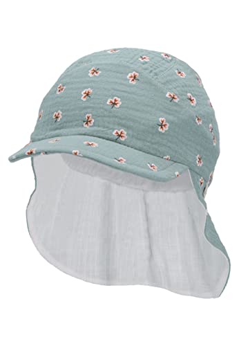 Sterntaler Unisex dziecięca czapka z daszkiem na kark, kwiaty czapka dziecięca, ciemnozielony, 55