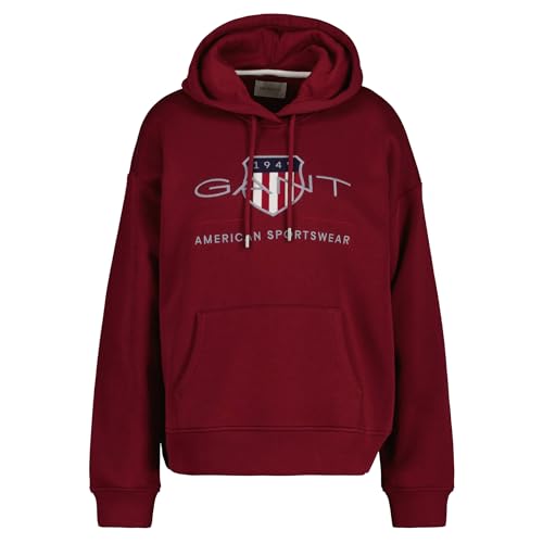 GANT Damska bluza z kapturem Rel Archive Shield, Plumped Red, XS