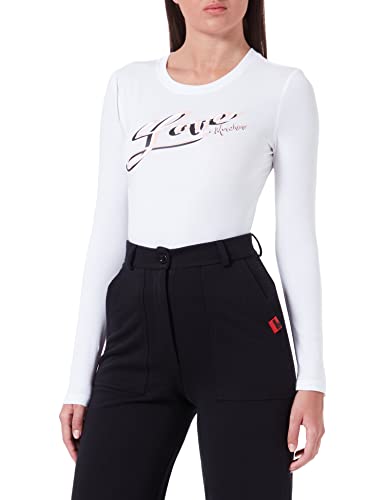 Love Moschino Damska koszulka z długim rękawem z nadrukiem znaku towarowego, optical white, 38