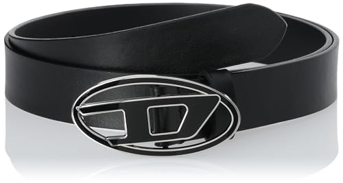 Diesel Oval D Logo B-1DR 25 Unisex Dorosły Pasek, Czarny, 75 Unisex, Czarny