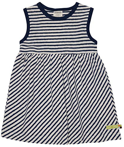 loud + proud Dziewczęca sukienka w paski z lnu, certyfikat GOTS sukienka dziecięca, Ultramaryna, 122/128 cm