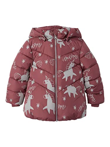 NAME IT Kurtka zimowa NMFMOSANNA dla dziewcząt, dinozaury, Nocturne, 92 cm