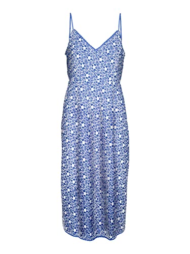 Bestseller A/S Damska sukienka VMSONEY LACE Singlet Calf Dress WVN, Little Boy Blue/Detail:Snow White Lines, M, Little Boy Blue/Szczegóły: śnieżnobiałe linie, M