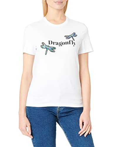 ONLY Women's ONLKITA REG S/S Dragonfly Top Box JRS T-Shirt, Bright White/Print:Dragonfly, L