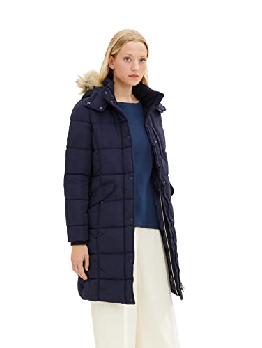TOM TAILOR Damski Płaszcz zimowy z kapturem 1032489, 30025 - Navy Midnight Blue, XS