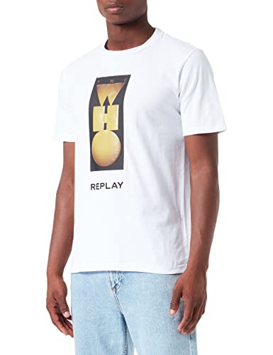 Replay Męski T-shirt, 001 Optical White, 3XL