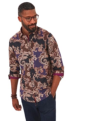 Joe Browns Męska koszula z długim rękawem z nadrukiem Paisley, multi, L