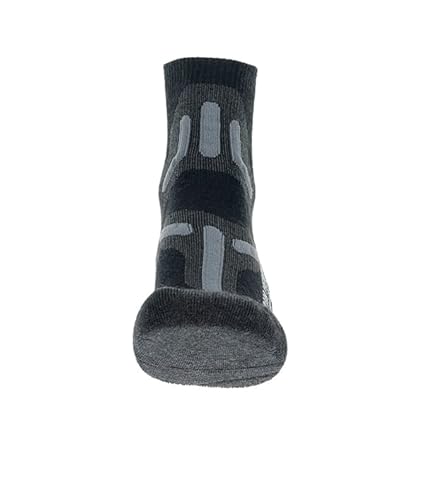 UYN Męskie skarpety trekkingowe 2 w Merino Low Cut Socks skarpety turystyczne, czarny/szary, rozmiar uniwersalny