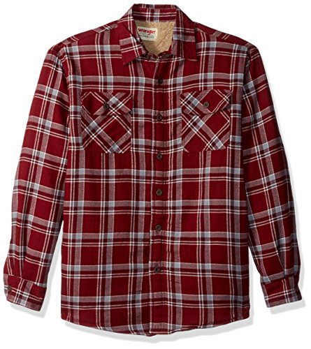 Wrangler Authentics Męska koszula z długim rękawem z podszewką Sherpa flanelowa koszula guzik, Grant, S