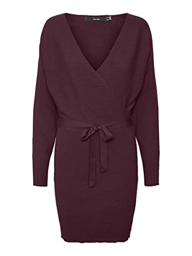 VERO MODA VMHOLLYREM LS V-Neck Dress GA NOOS sukienka, Winetasting, XXL, Winetasting, XXL