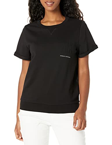 Armani Exchange Icon Project Bluza z krótkim rękawem z logo Damska koszulka dresowa, czarny, S
