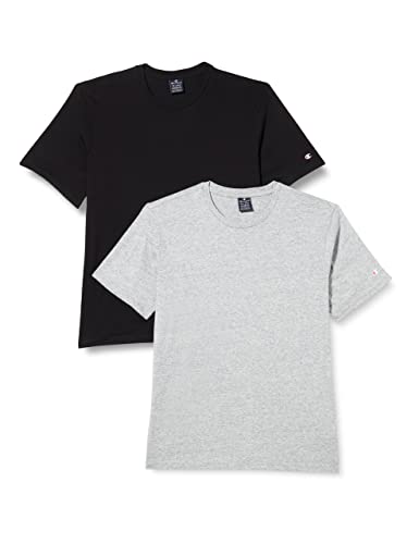 Champion Męski T-shirt z logo American Classics (2 sztuki), szary melanż/czarny, L