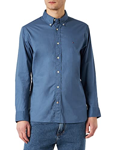 Tommy Hilfiger Męska koszula Flex Poplin Rf Casual, Blue Coast, XS