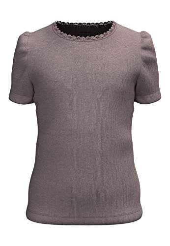 NAME IT Baby Girls NMFKAB SS TOP NOOS T-Shirt, Deauville Mauve/Detail:Melange, 80, Deauville Mauville/Szczegóły: melanż, 80 cm