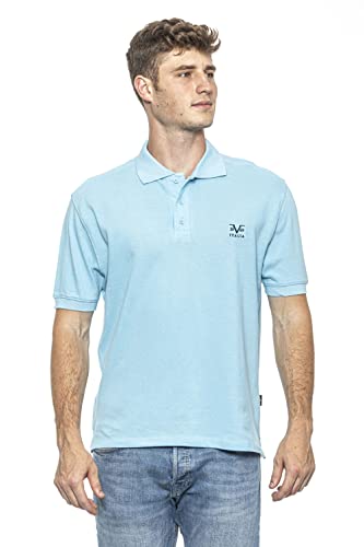 19V69 ITALIA Męska koszula polo z haftem Light Blue, niebieska, XL (8 sztuk), niebieski, XL