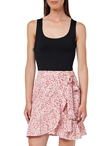 ONLY Damska spódnica z efektem zawijania, Różowy dym/kwiat Tanya, XS