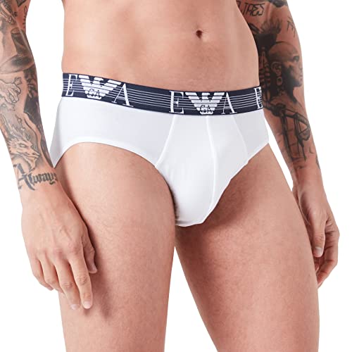 Emporio Armani Męski pasek z teksturowanym monogramem z logo, biały, L