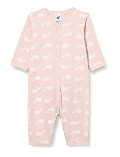 Petit Bateau Piżama Śpiąca Bez Stóp Dziewczynka, Saline Rose/Marshmallow White, 3 miesi?cy